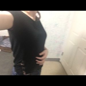 Aeropostale Black Sheer Chop Top